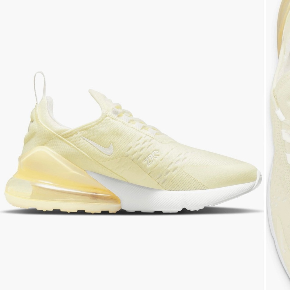 Nike Women's Air Max 270 Sneakers in Pale Yellow and White